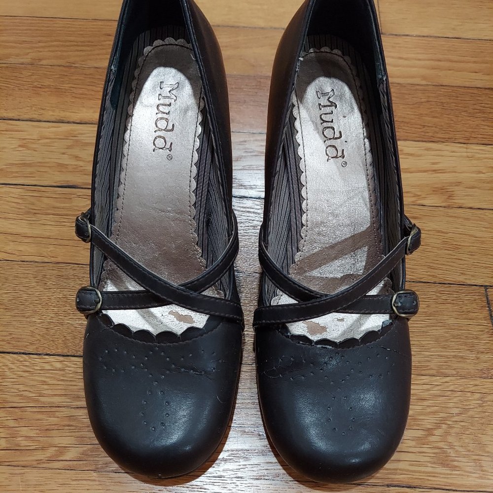 Vintage Mudd Brown Mary Janes With Heels Y2K Womens Size 7 Strappy